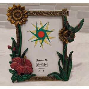 NEW~MistCo, Inc. Metal 3.5" X 5" Flowers & Hummingbird Picture Photo Frame